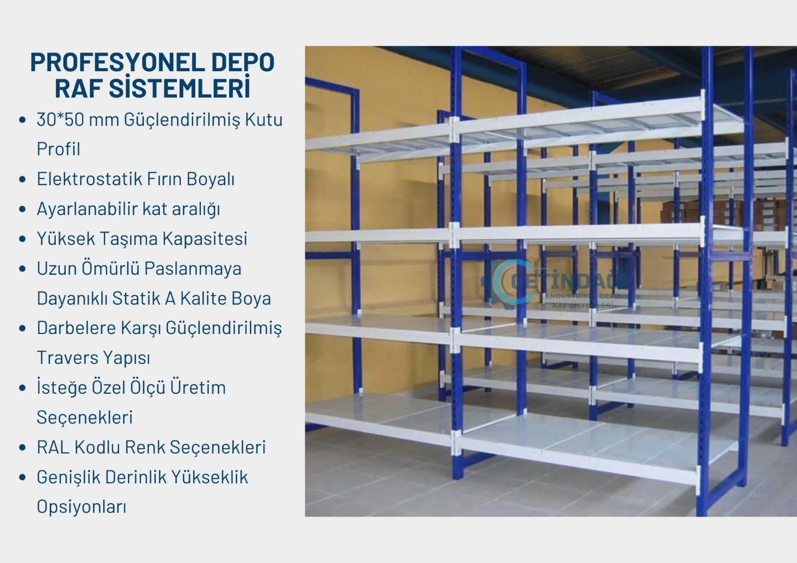 Hafif Rack Raf Sistemi depo ve raf sistemi uygulama görseli
